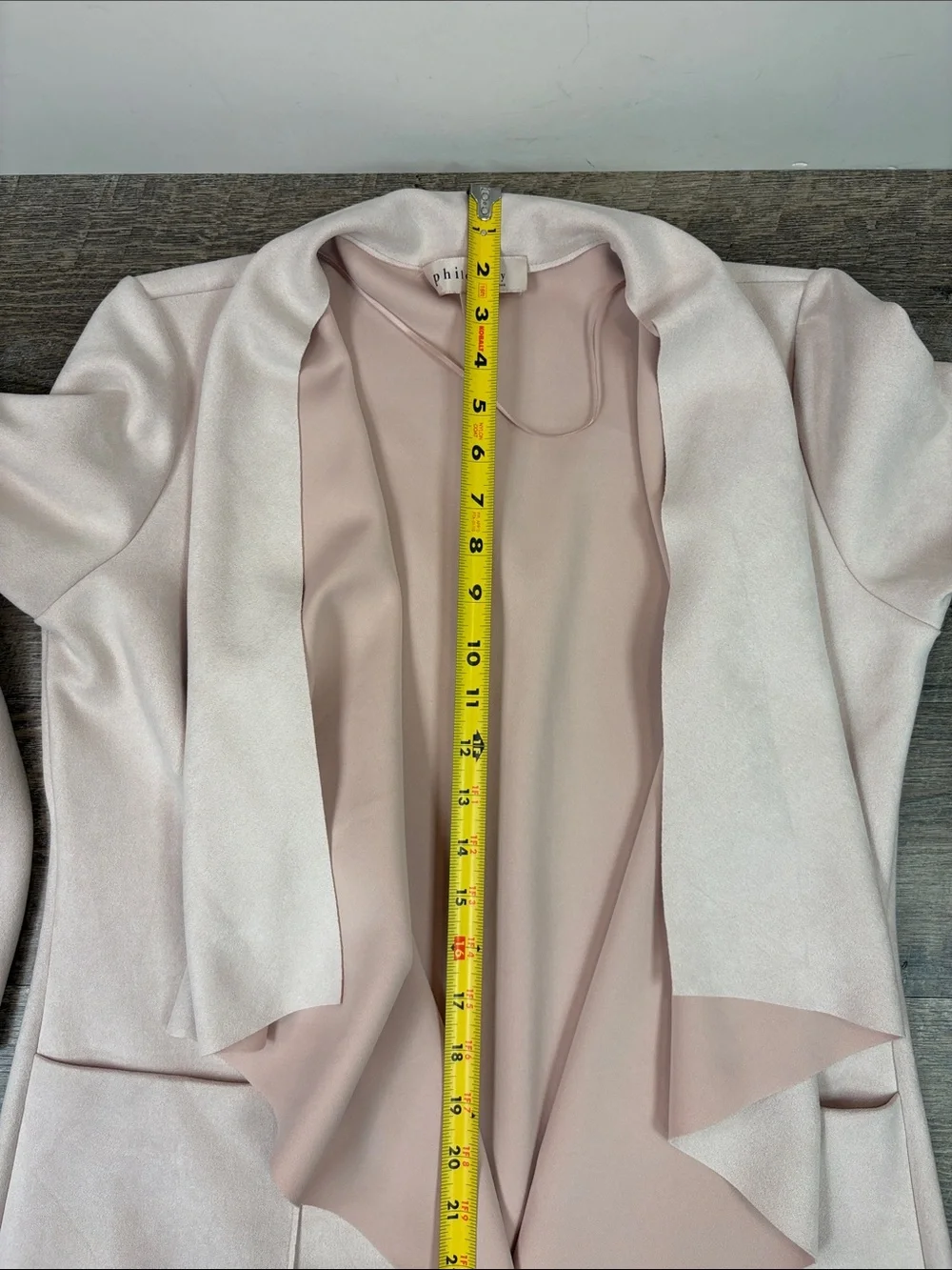 Philosophy Republic Clothing Faux Suede Open Front Cardigan Jacket Blush Pink M